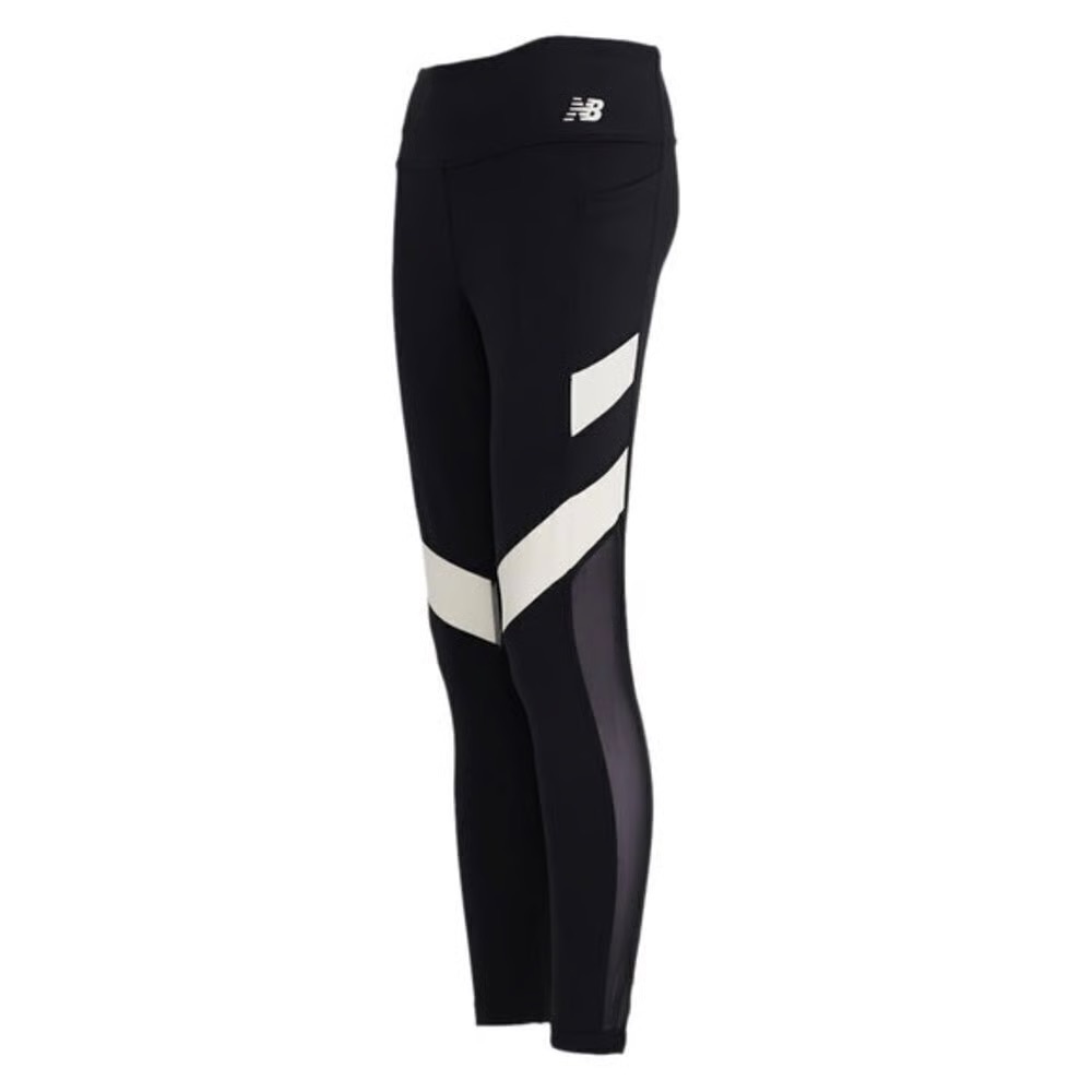 New Balance Womens Black Leggings with White Stripes